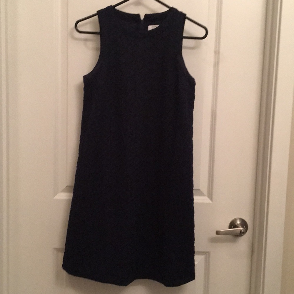 Navy Blue Classic Print Dress